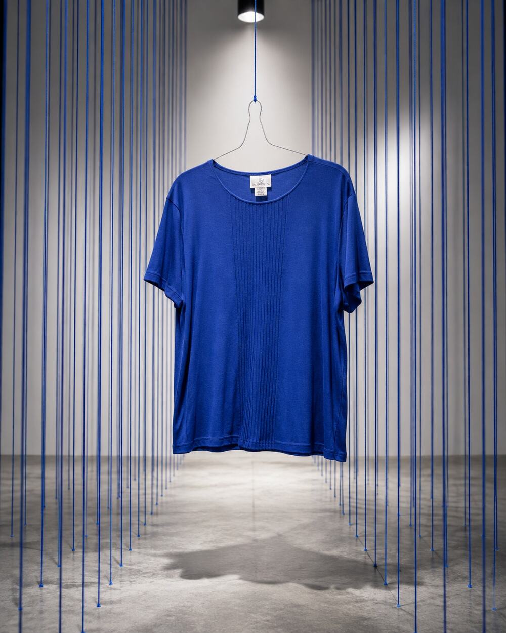 Jaclyn Smith Cobalt Blue Ribbed Short Sleeve Knit Top XL